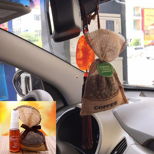 Túi thơm treo xe kèm tinh dầu hương cafe Hazenut - Khử mùi ô tô