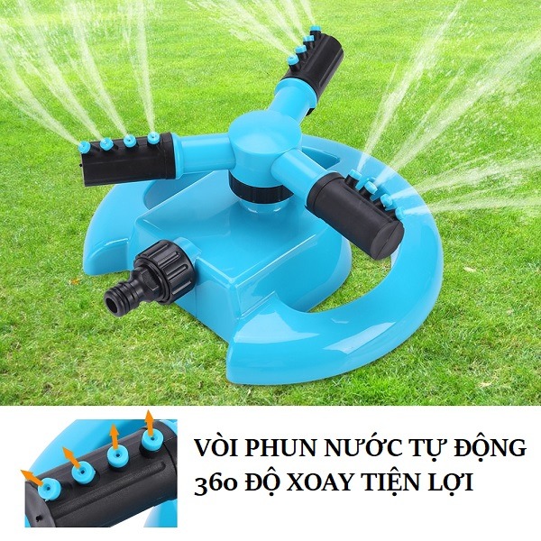 Béc Phun Nước Tưới Cây Tự Động 3 Trục Xoay 360° Tiện Lợi